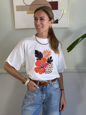 T-shirt over fiori e maculato Vicolo 048