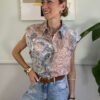 Camicia smanicata cashmere delavè spalla arricciata Vicolo 522