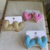 Orecchini cuore effetto rafia 3 colori