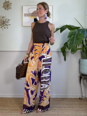 Panta palazzo viola/giallo Vicolo ALOHA 422