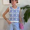 Canotta crochet Panna/Azzurro 3-2