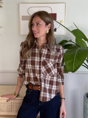 Camicia check bianco/coccio SusyMix D83