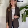 Blazer lungo sfoderato misto lino marrone Vicolo 623 OCCASIONI/NO CAMBIO
