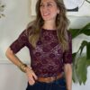 Blusa in pizzo maniche corte Susy Mix 41W PRUGNA
