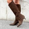 Stivale tacco Kitten scamosciato MORO 62