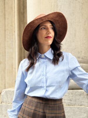 Camicia bottone gioiello SusyMix - Celeste 27P