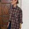 Camicia check tasca paillettes SusyMix- MORO 477