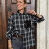 Camicia check tasca paillettes SusyMix- NERO 477