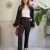Tailleur manica piume Vicolo127 MORO