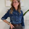 Camicia di jeans taschine e bottoni perlati SusyMix 863