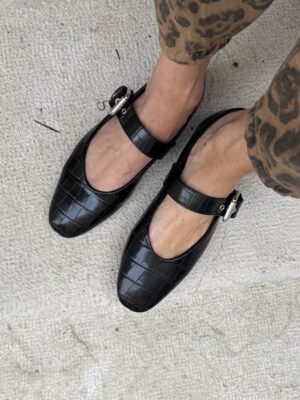 Ballerine stampa cocco con cinturino Nero 585
