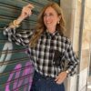 Camicia check con tasca paillettes SusyMix 495-NERO