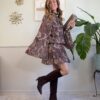 Mini dress boho chic fantasia cachemire fiorato SusyMix H32