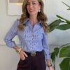 Camicia azzurrra 100% cotone bastoncini bordeaux SusyMix F12