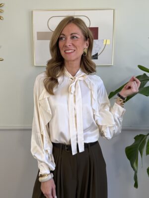 Camicia fiocco manica rouche champagne Kikisix 882