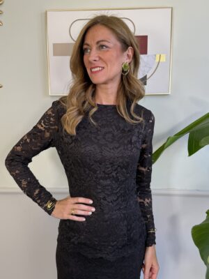Blusa Peplo in pizzo SusyMix 117 MORO