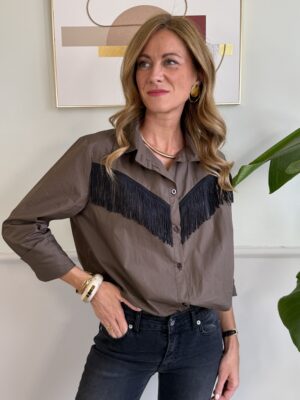 Camicia verde militare con frange nere SusyMix 152