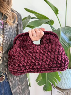 Pasticcino con manico in velluto tricot Bordeaux