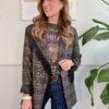 Giacca a quadri con frange nere SusyMix 173