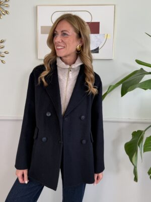 Cappotto taglio giacca 50% lana SusyMix A02 Blu