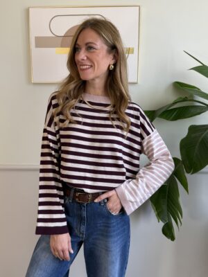 Maglia maniche lunghe doppia riga Susy Mix 344 bordeaux