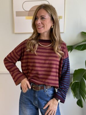 Maglia maniche lunghe doppia riga Susy Mix 344 ruggine