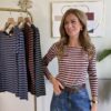 T-shirt rigata manica raglan scollo barchetta SusyMix 759