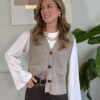 Gilet a coste tasche e bottoni Vicolo 029 TAUPE