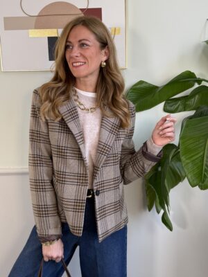 Giacca quadri Beige/moro HaveOne 089