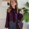 Blusa fiocco misto lana SusyMix 030 VINO