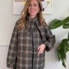 Cappotto tartan con foulard 50% lana Kaki 020
