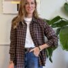 Camicia in flanella quadri MORO/LAMPONE – 090