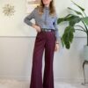 Panta palazzo svasato con cintura Bordeaux SusyMix 157