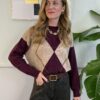 Pull maxi rombi 50% lana SusyMix 801 – BORDEAUX