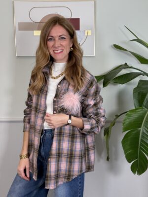 Camicia check rosa con spilla SusyMix 569
