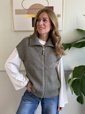 Gilet a coste con zip SusyMix 176 - MILITARE