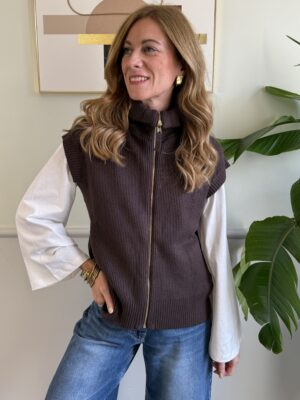 Gilet a coste con zip SusyMix 176 - MORO